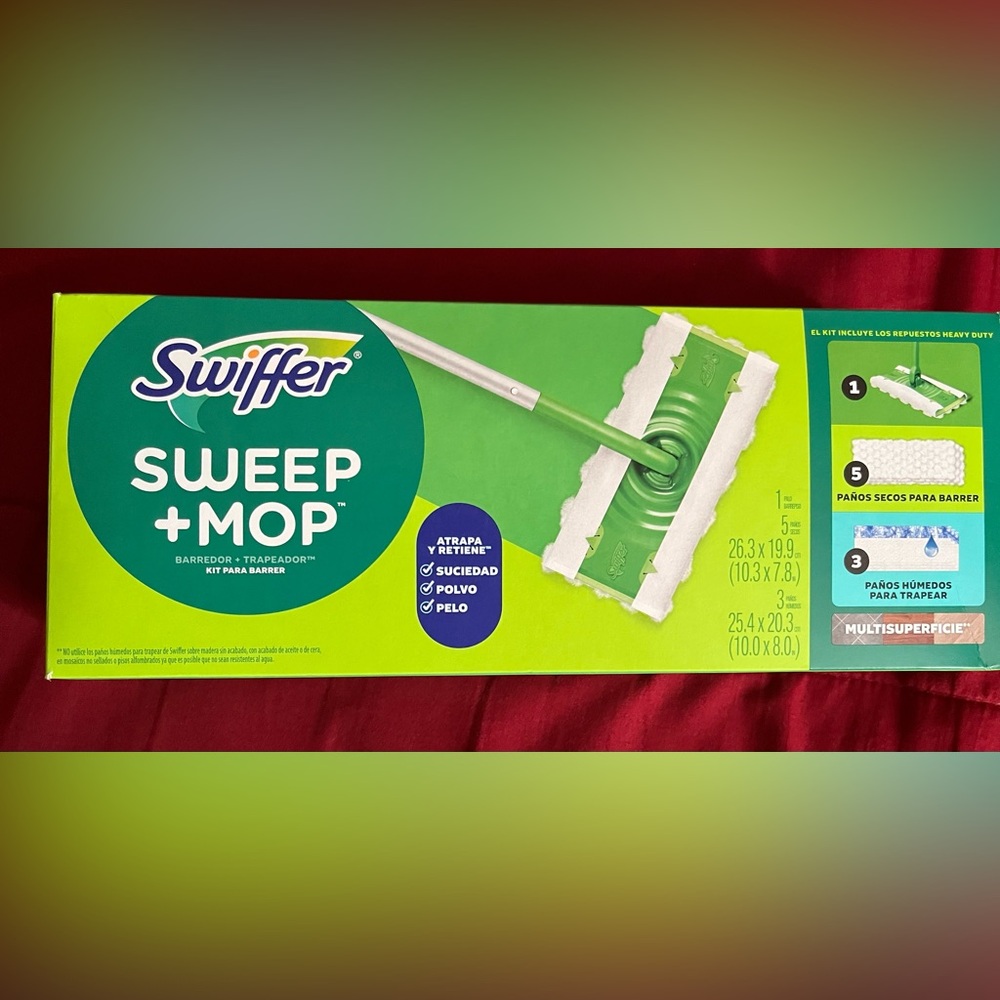 Swiffer Sweep + Mop Sweeping Kit includes broom +5 dry & 3 wet cloths